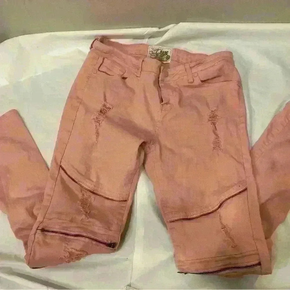 Other - Girls sz 11 distressed jeans with zipper accents